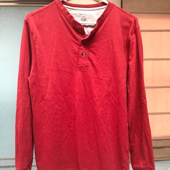 Puritan Oversized Red Button Up Pullover - Picture 3 of 3